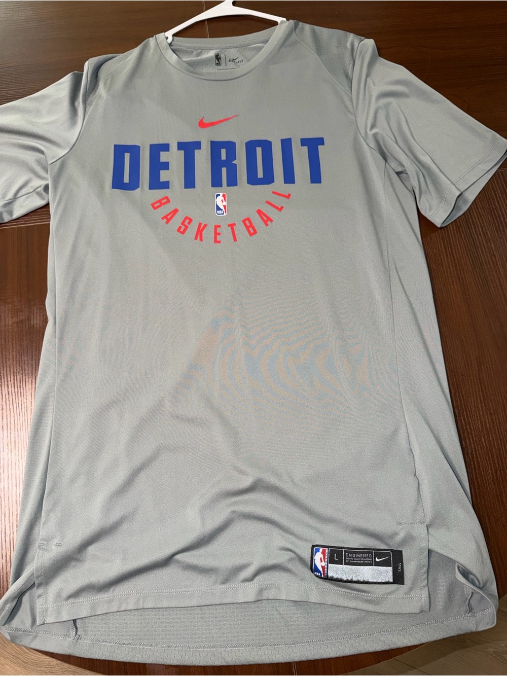 Nike NBA Detroit Pistons Dri-FIT Basketball Shirt Men’s Large Gray